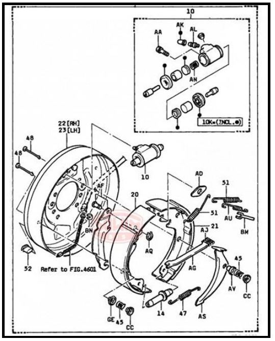 schemat Cylinderek hamulcowy lewy Toyota