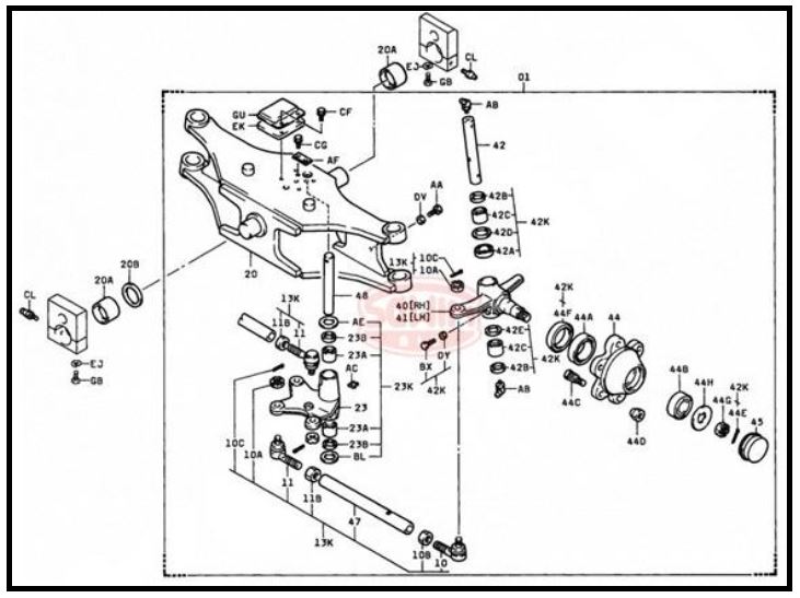 schemat Przegub kulowy Toyota 5,6FG prawy - M20