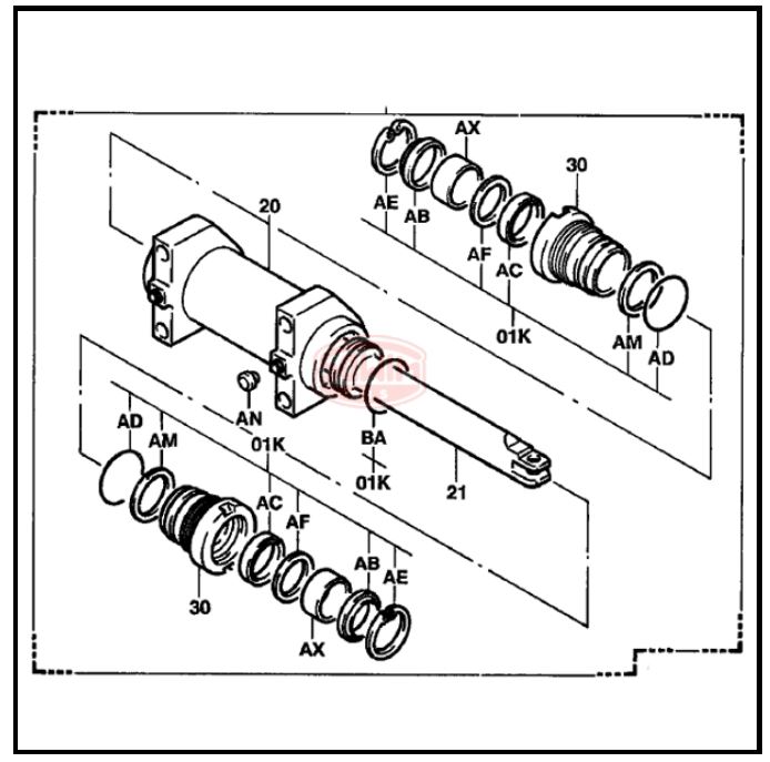 schemat Tłoczysko siłownik skrętu Toyota 6FGF/FDF